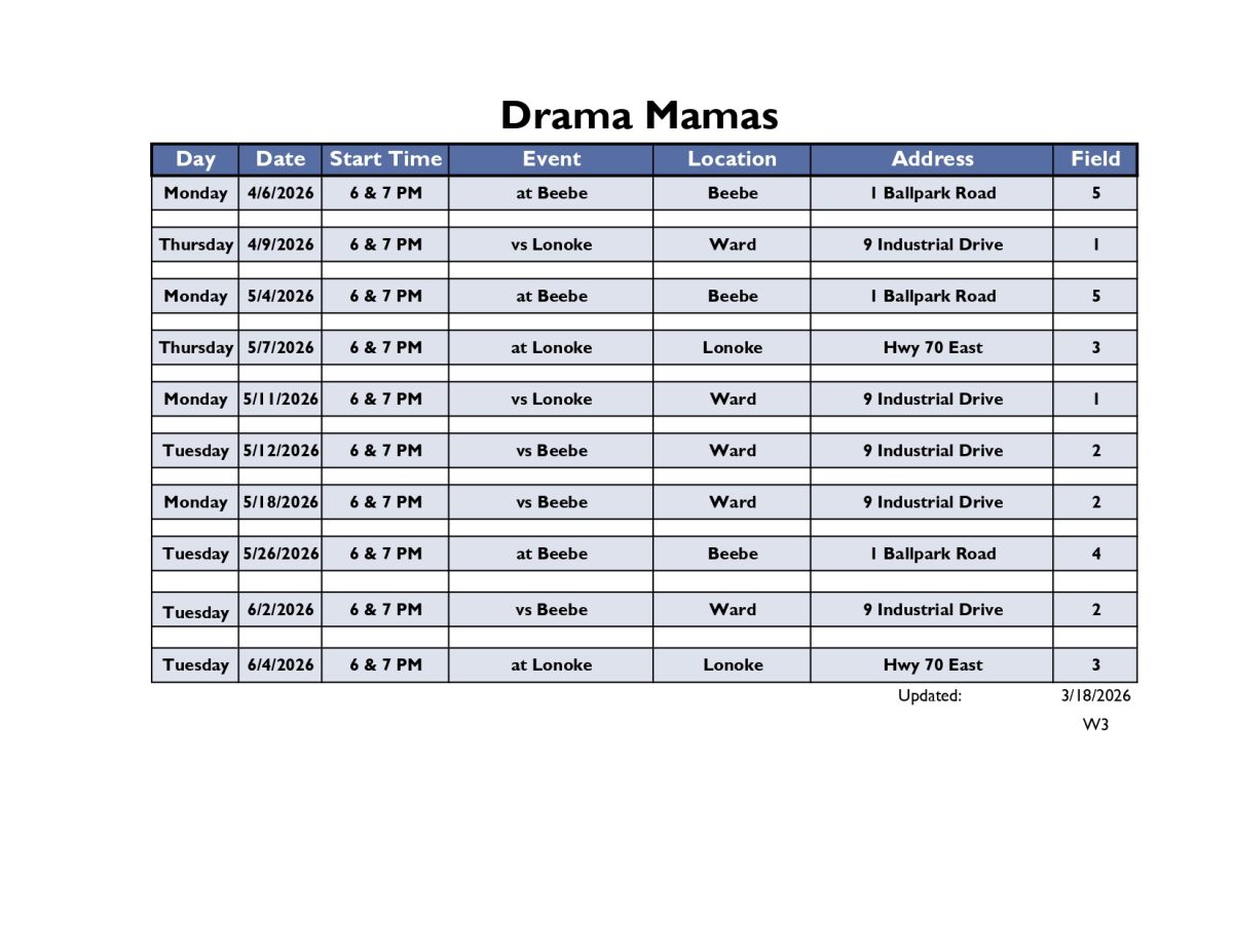 Drama Mamas 12U Schedule