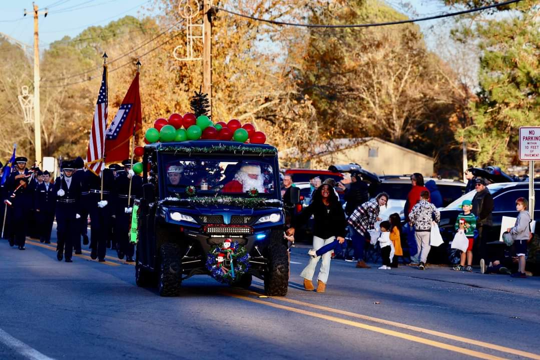 Ward Christmas Parade starting with Ward Police Dept with the Grinch in handcuffs!