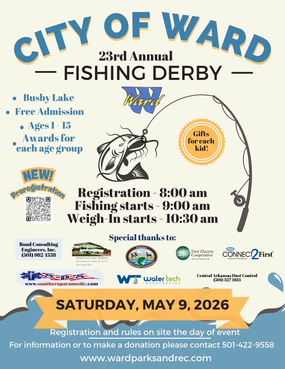 Flyer with fishing derby information including preregistration QR cod